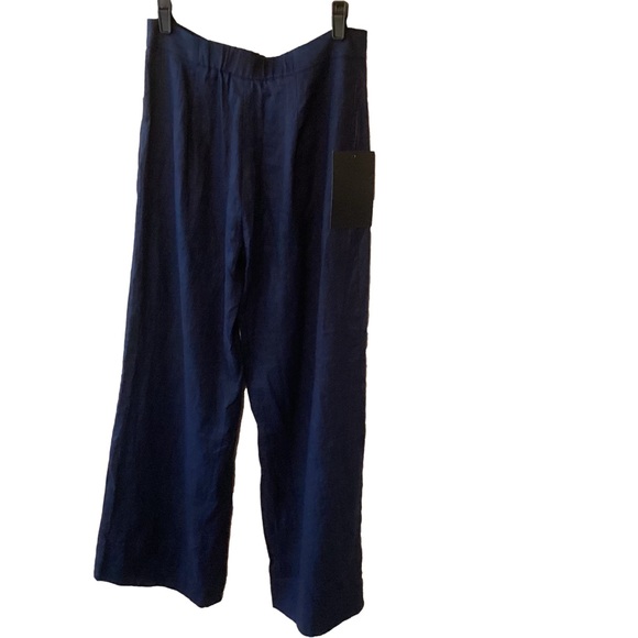 NEW Tuckernuck Wide-Leg Linen Lydia Pants Size Medium Navy Coastal Preppy Beachy - Picture 3 of 11